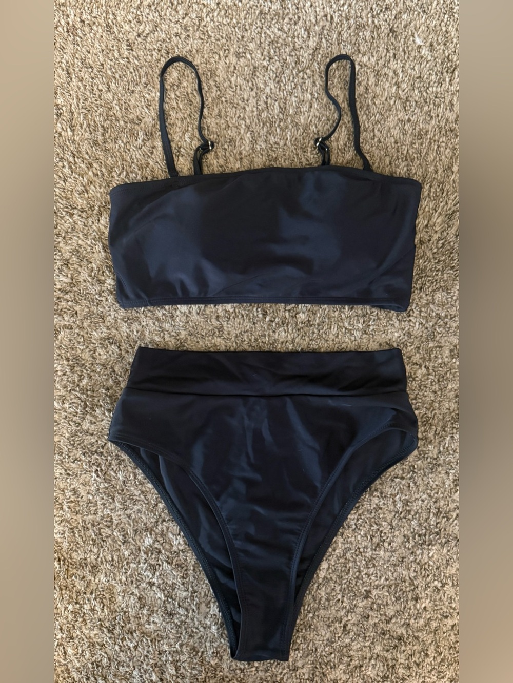 Women's Black High-Waist Bandeau Bikini Set